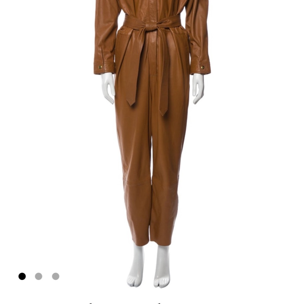 Women’s Tan Notes du Nord Nixon Leather Jumpsuit Lamb Leather Jumpsuit Size: XL
